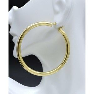 10k Real Solid Gold Big Large Hoop Plain Earrings | 60mm x4mm 2.30 6gr